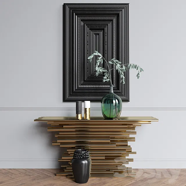 Decor set with console table 3D Model Decor set with console table 3D Model