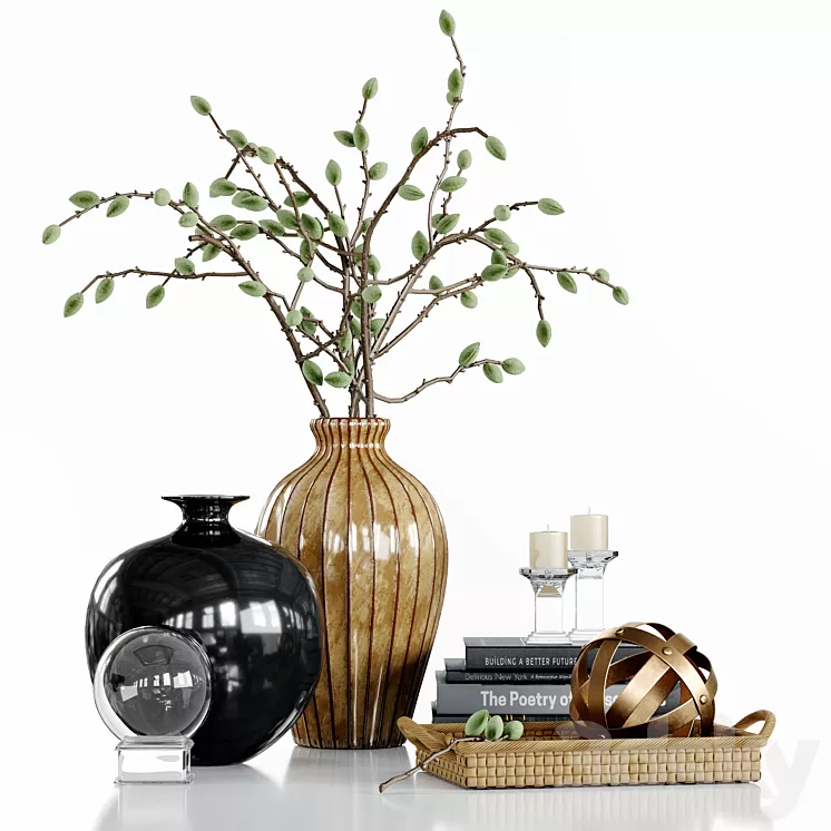 Decor Set with green almonds 3D Model