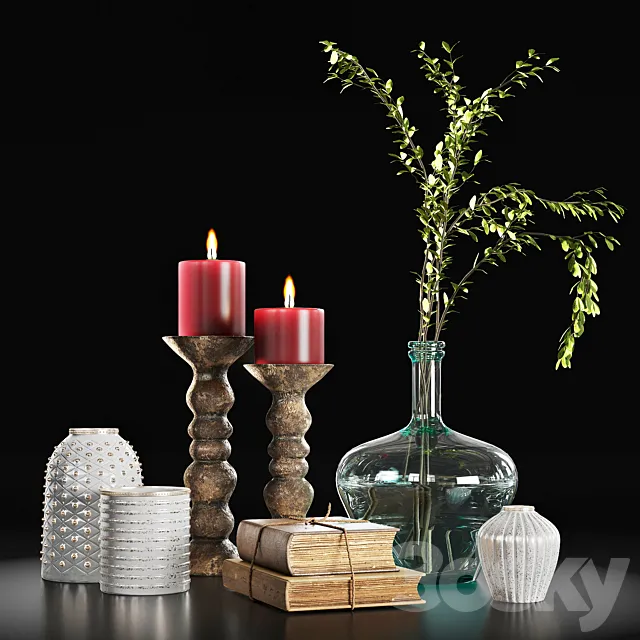 Decor Set with old books 3DModel