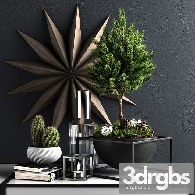 Decor set with pine tree 3D Model Download