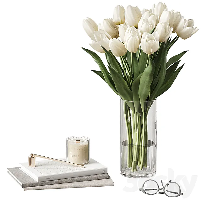 Decor set with tulips 3D Model Decor set with tulips 3D Model