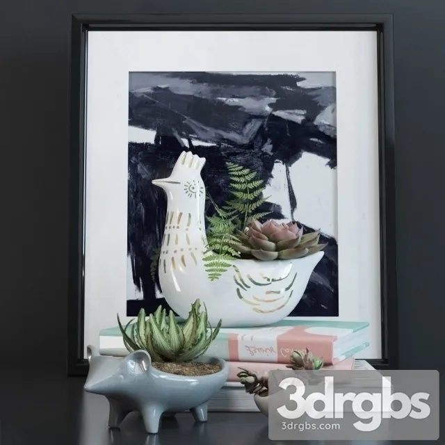 Decor Vase Of Succulent Plants 3D Model Download