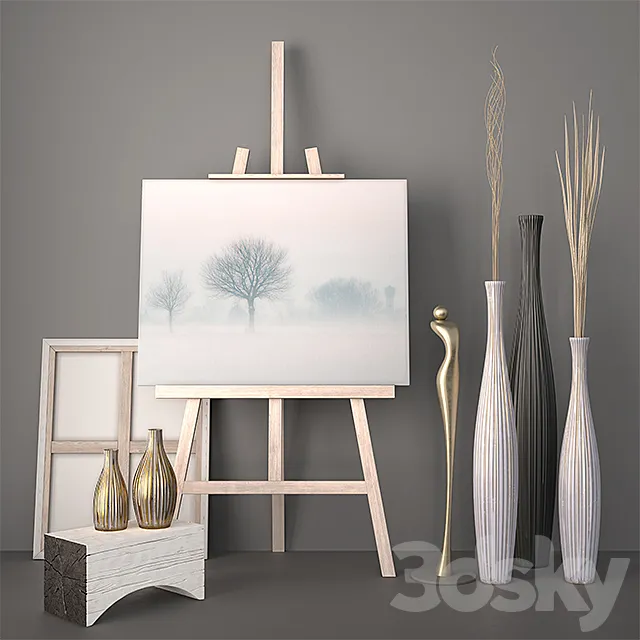 Decor – Vases. Dry grass. Statuette 3DModel