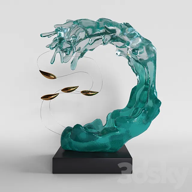 Decor “Wave and fish” 3D Model Decor “Wave and fish” 3D Model
