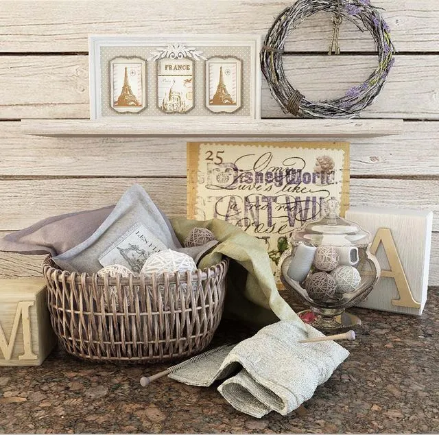 Decor with a basket 3D Model