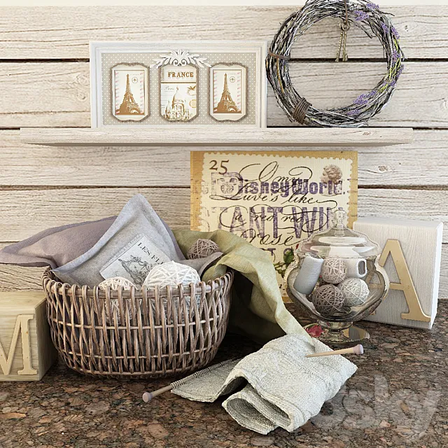 Decor with a basket 3D Model