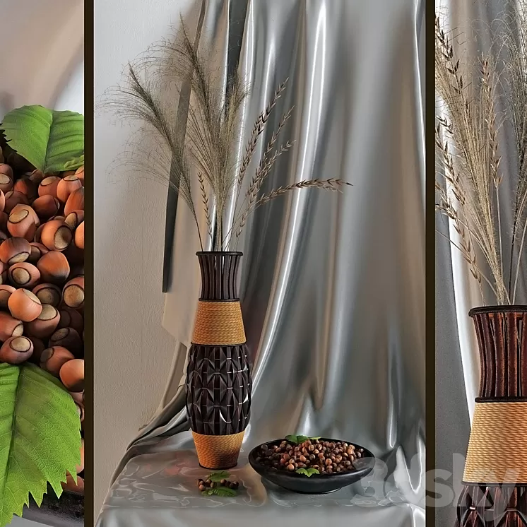 Decor with a vase and nuts 3D Model