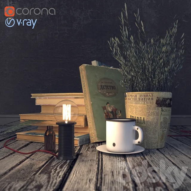 Decor with books 3D Model Decor with books 3D Model