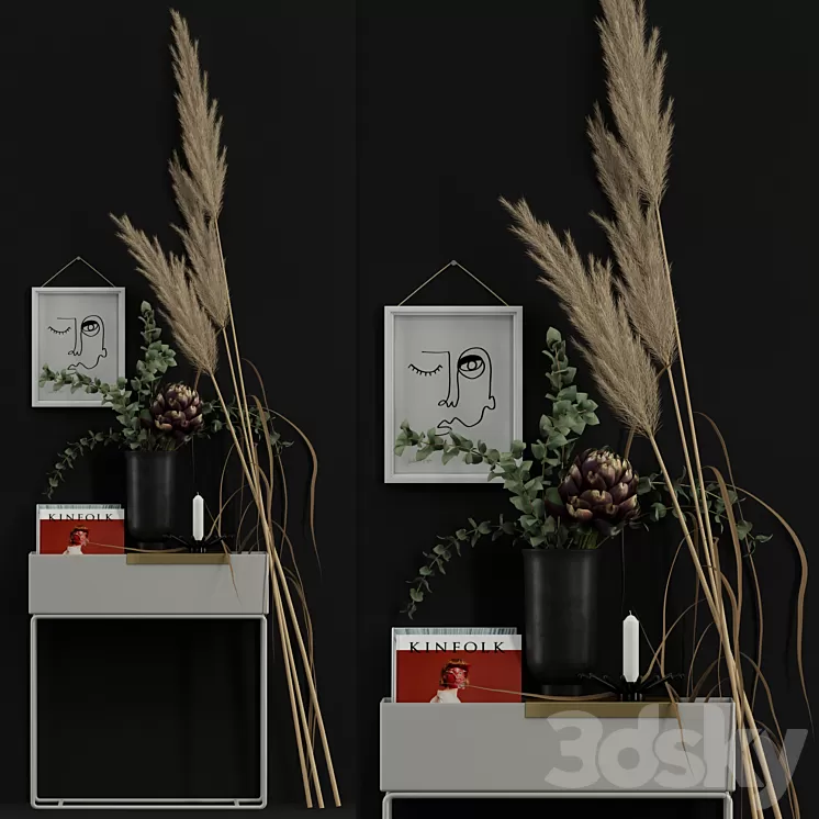 Decor with dry flowers 2 3D Model Decor with dry flowers 2 3D Model