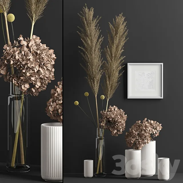 Decor with dry flowers 3D Model Decor with dry flowers 3D Model