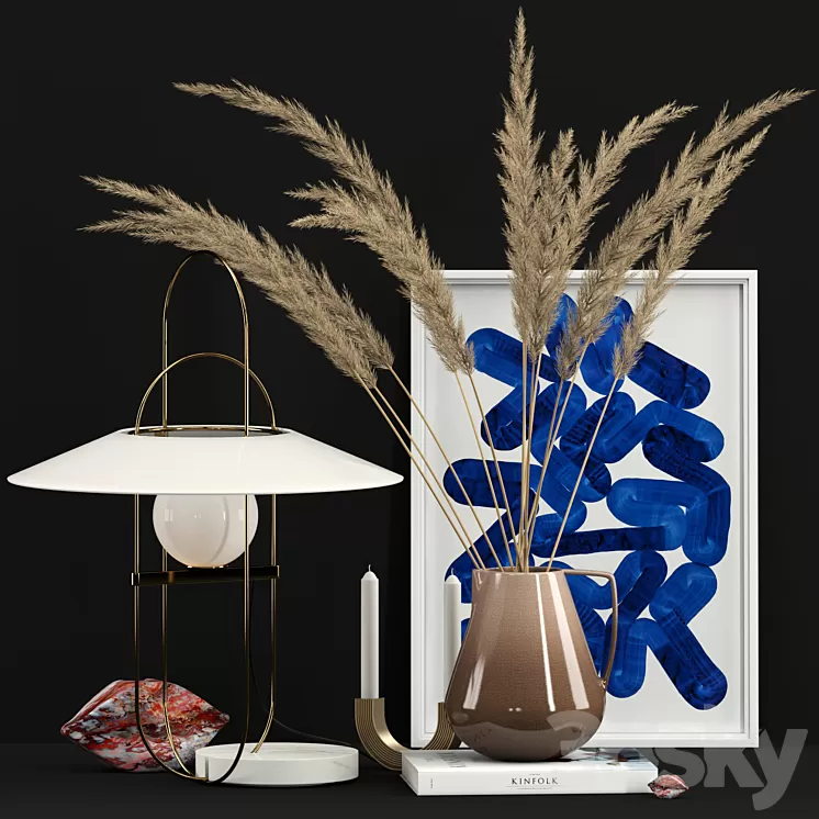 Decor with Fontana Arte Setareh lamp 3D Model Decor with Fontana Arte Setareh lamp 3D Model