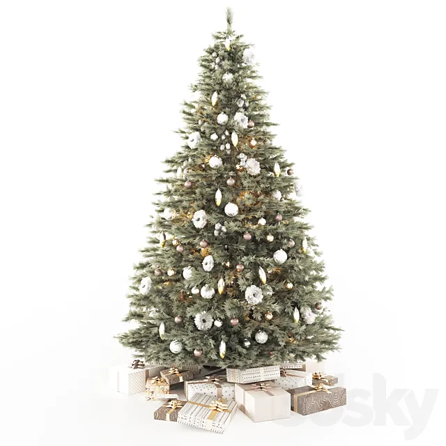 Decorated Christmas tree model with gifts 3D Model Decorated Christmas tree model with gifts 3D Model