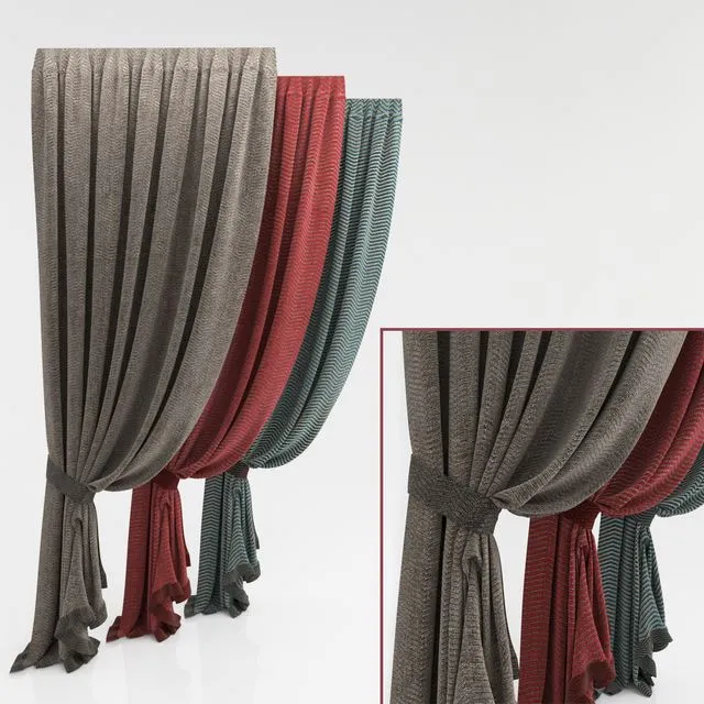 Decorated curtains 3D Model