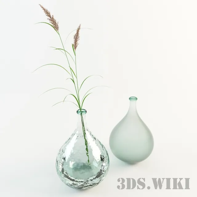 decoration – A beautiful plant in a glass flask 3D Model
