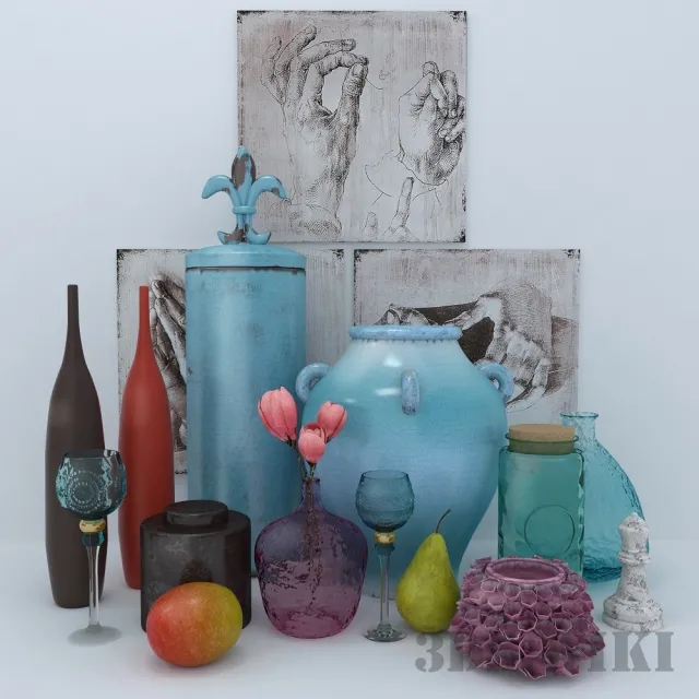 decoration – A set of vases and a jug from Arteva Decor 3D Model