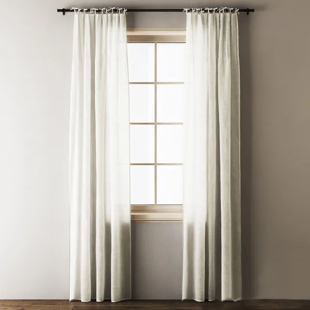 decoration – Anthropologie Tie-top Linen curtains 3D Model