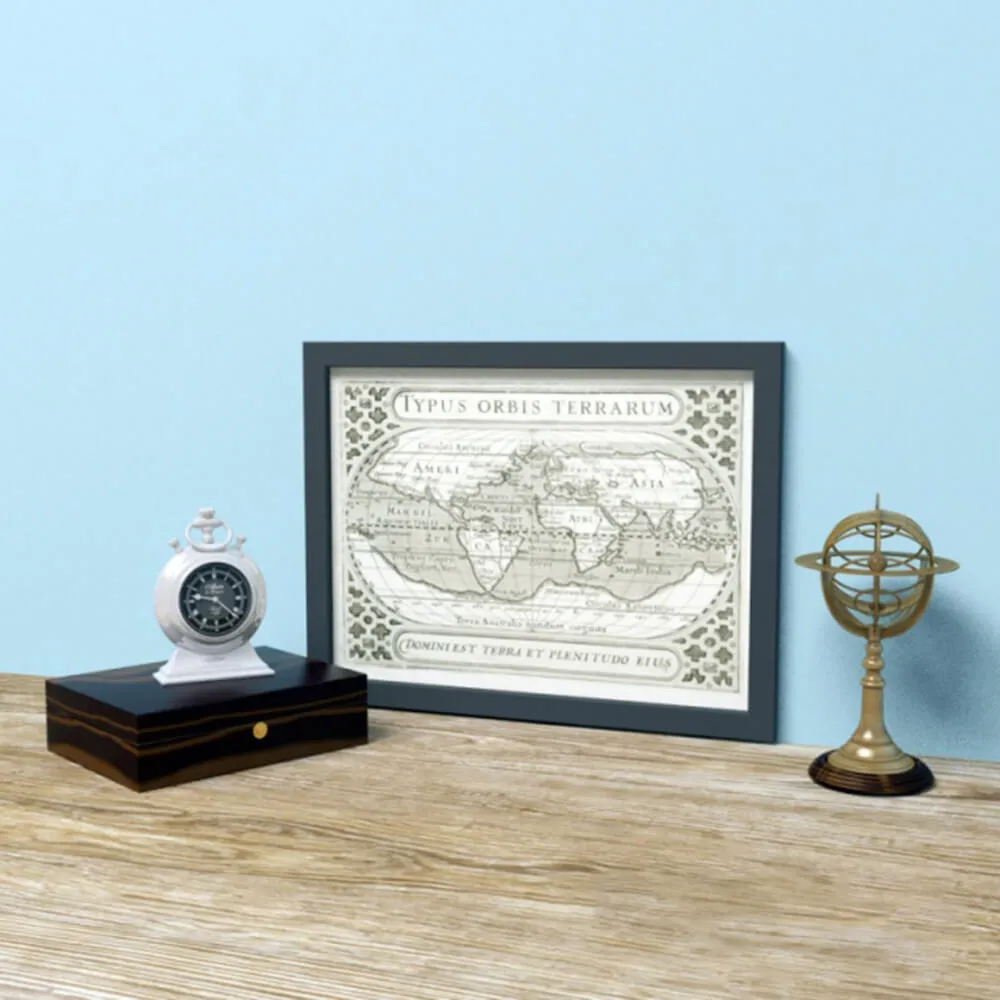 decoration – Antique world map and clock 3D Model