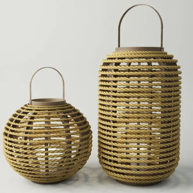 decoration – Bamboo and Jute Lanterns 3D Model decoration – Bamboo and Jute Lanterns 3D Model