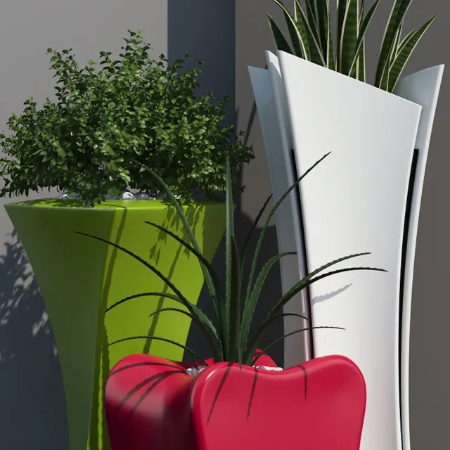 decoration – Barcelona design flowerpots set 01 3D Model decoration – Barcelona design flowerpots set 01 3D Model