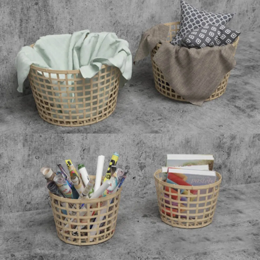 decoration – Baskets books pillows felt-tip pens etc. 3D Model