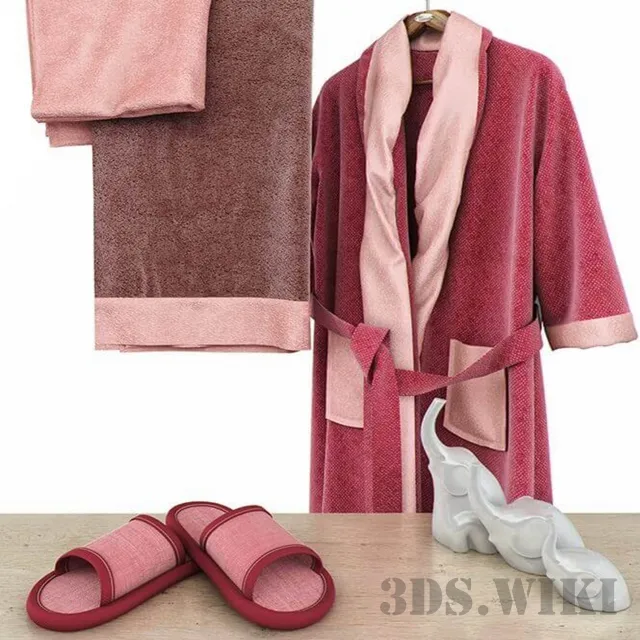 decoration – Bathroom set with red bathrobe 3D Model