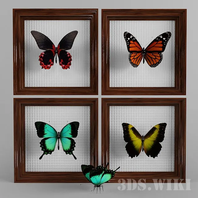 decoration – Beautiful butterflies 3D Model