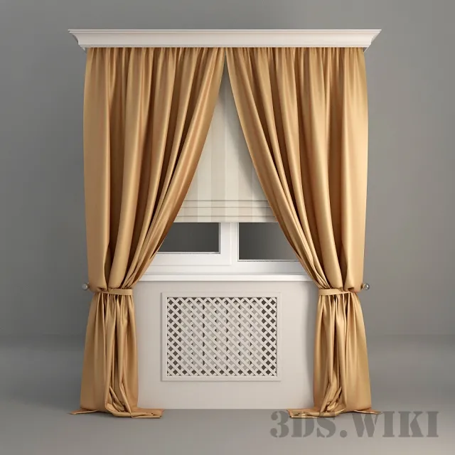 decoration – Beautiful curtains combined with a Roman blinker 3D Model decoration – Beautiful curtains combined with a Roman blinker 3D Model