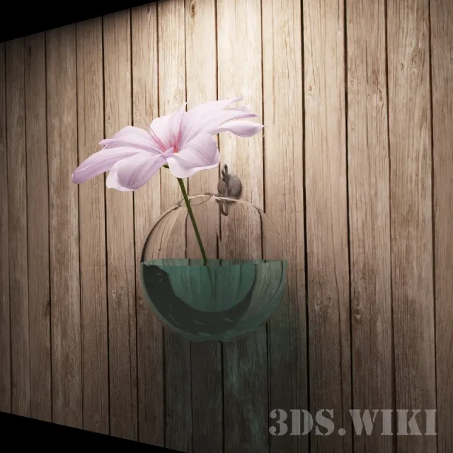 decoration – Beautiful flower in a glass hanging vase 3D Model