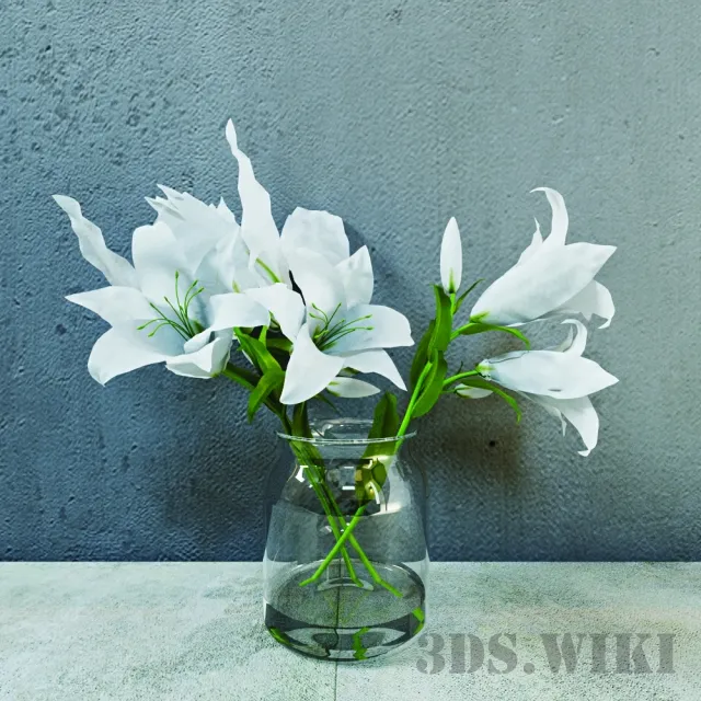 decoration – Beautiful lilies in a jar 3D Model