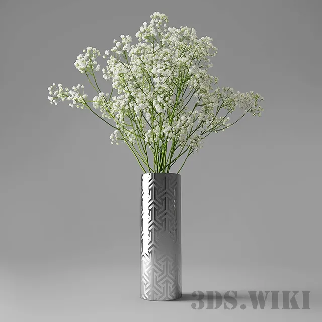 decoration – Beautiful white flowers in a vase 3D Model