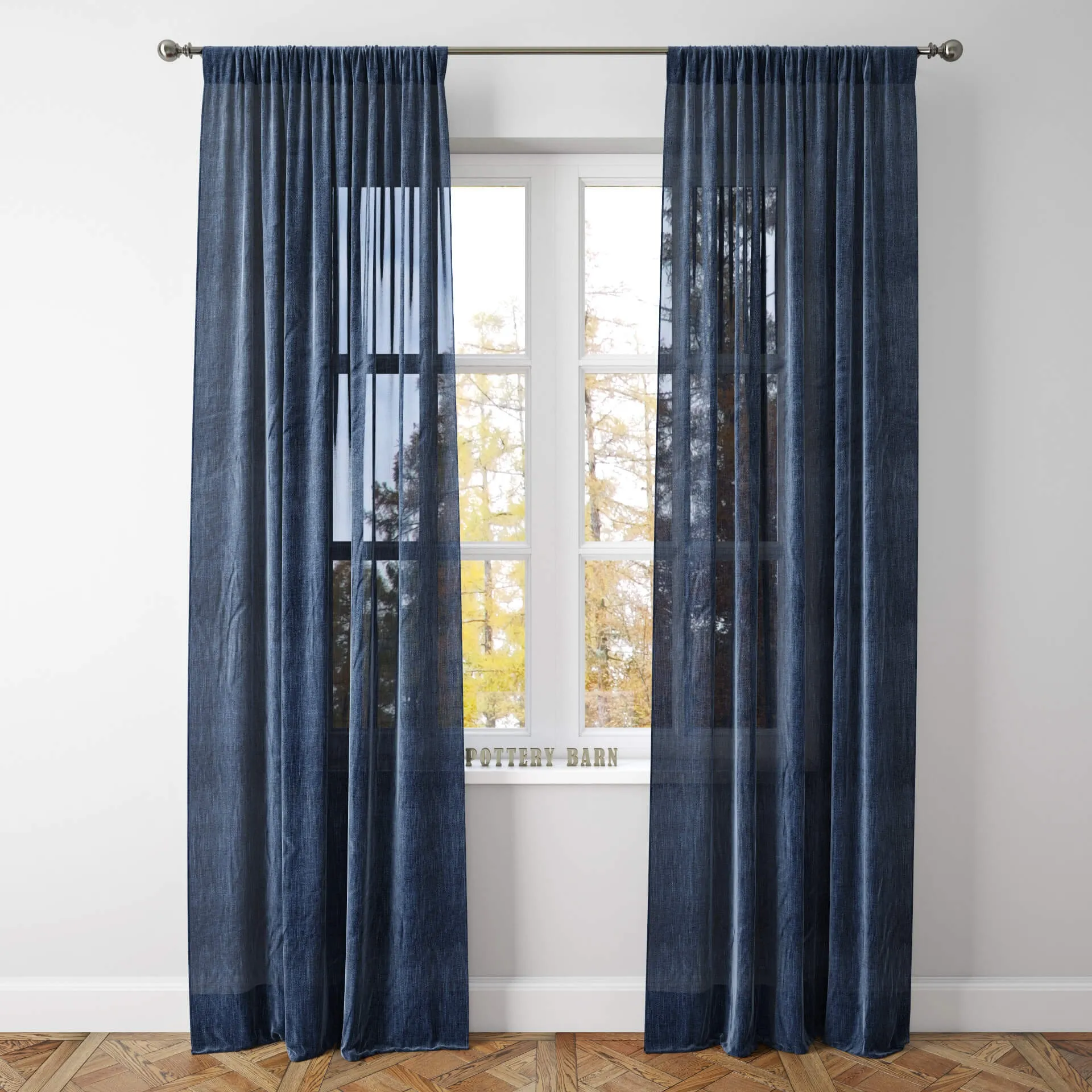 decoration – Belgain Flax Linen Sheer Drape-Pottery Barn 3D Model