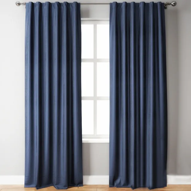 decoration – Belgian Flax Linen Curtain Blue Pottery Barn 3D Model