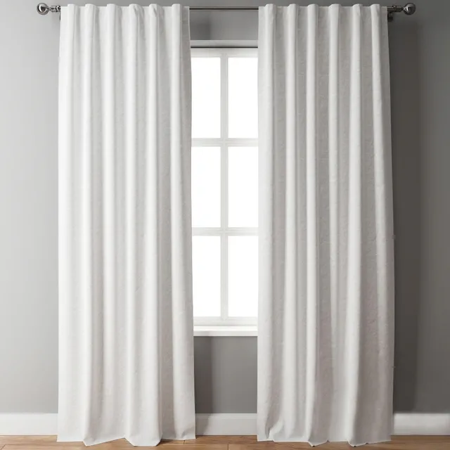 decoration – Belgian Flax Linen Curtain White Pottery Barn 3D Model