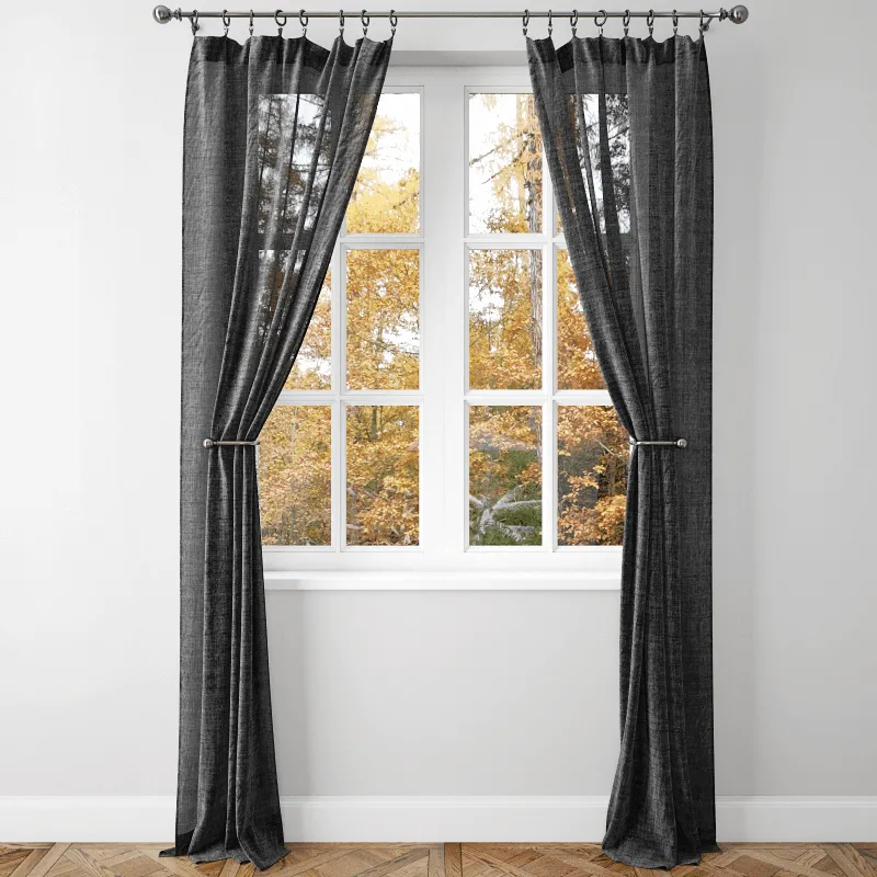 decoration – Belgian flax linen sheer drape 2 – Pottery Barn 3D Model