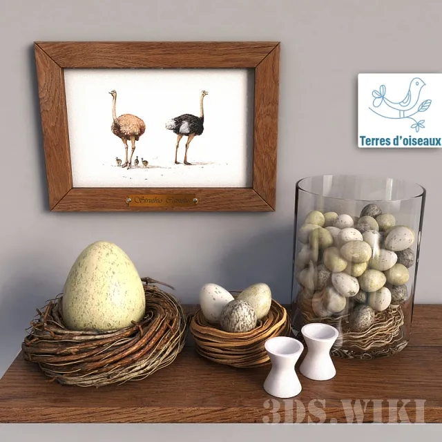 decoration – Birds nest and eggs 3D Model