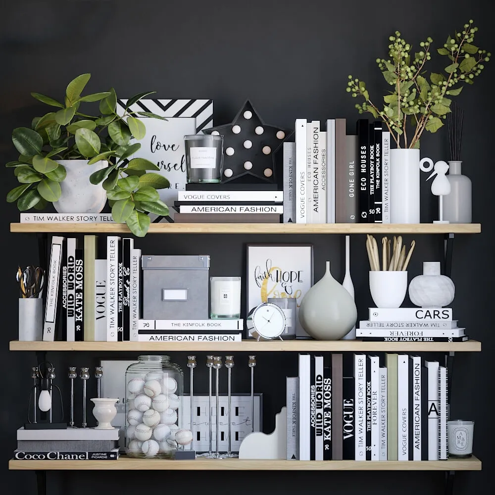 decoration – Black and white decor set 5 3D Model