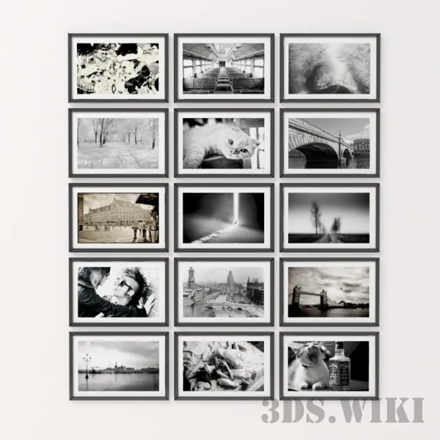 decoration – Black and White Paintings for the Interior 3D Model