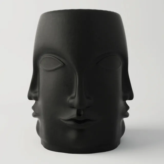 decoration – Black Carved Faces Garden chair 3D Model