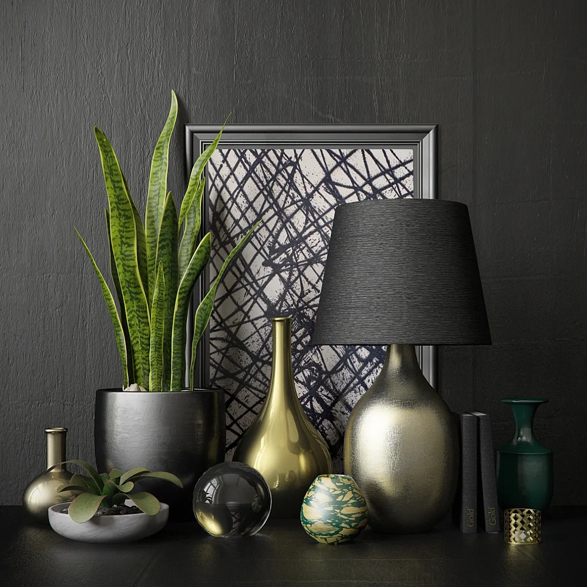 decoration – Black decorative set 88 3D Model