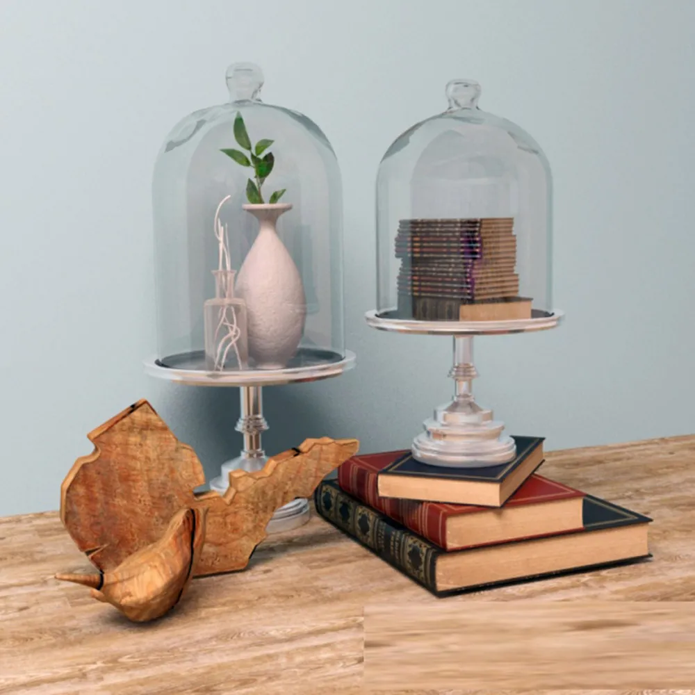 decoration – Books flasks and a vase with a plant 3D Model