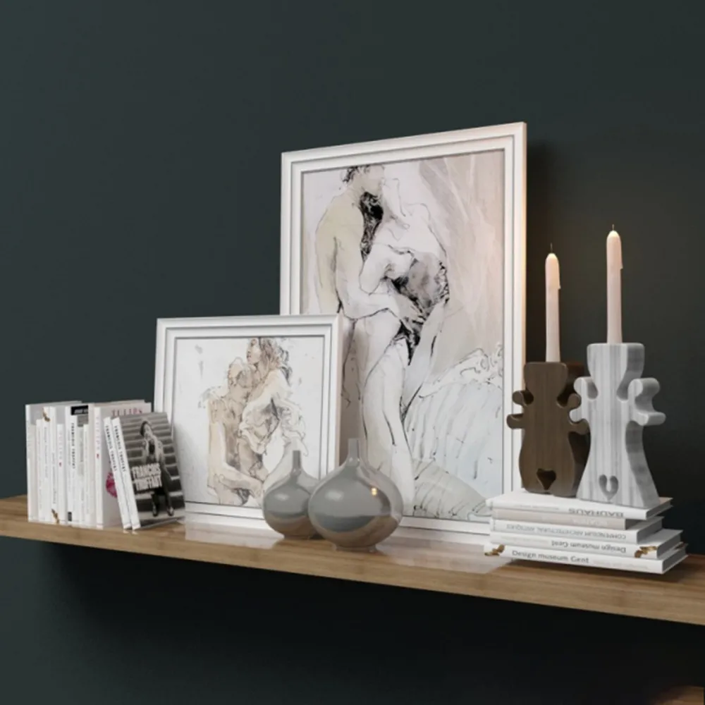 decoration – Books pictures of candles and vases 3D Model decoration – Books pictures of candles and vases 3D Model