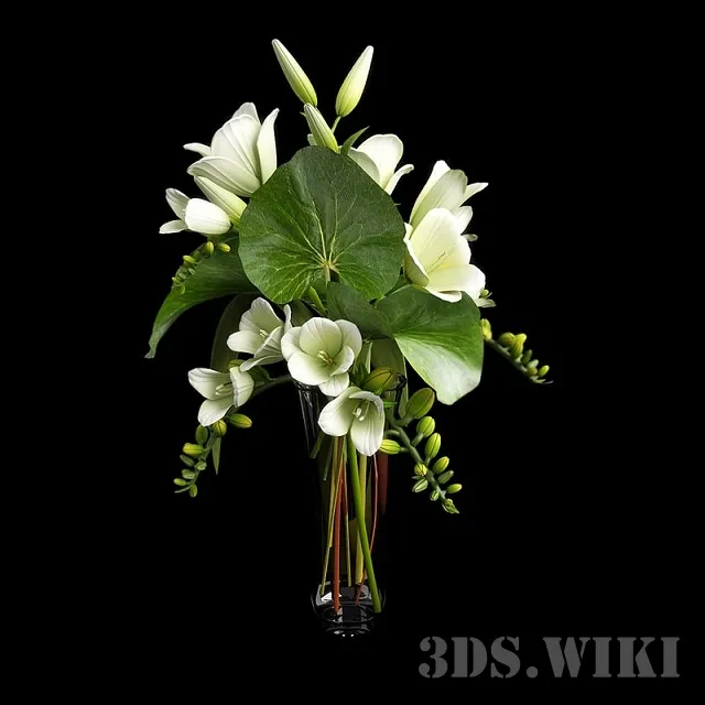decoration – Bouquet of flowers Freesia & Lily 3D Model