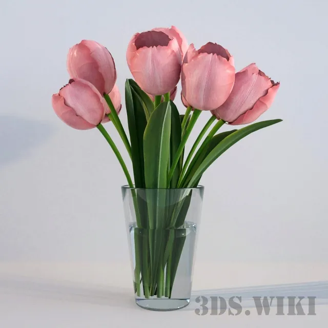 decoration – Bouquet of pink tulips 3D Model