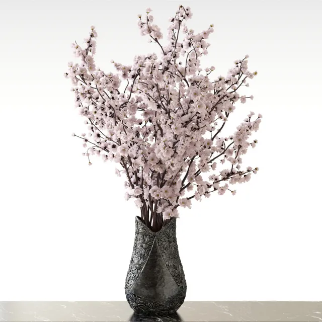 decoration – Bouquet of sakura in a vase 03 3D Model