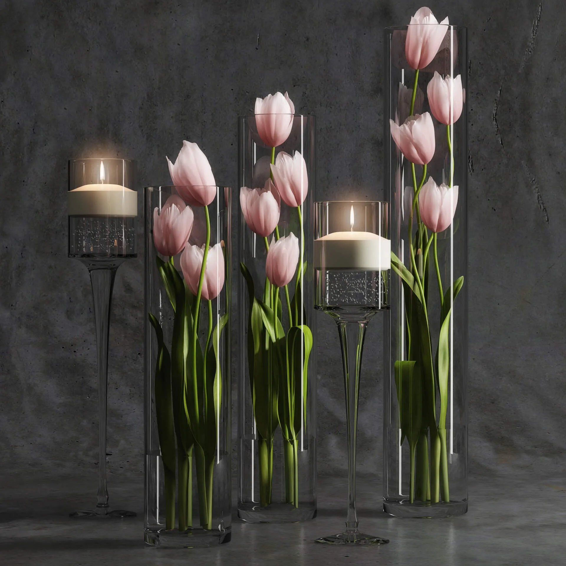 decoration – Bouquet of tulips in a vase 3 3D Model