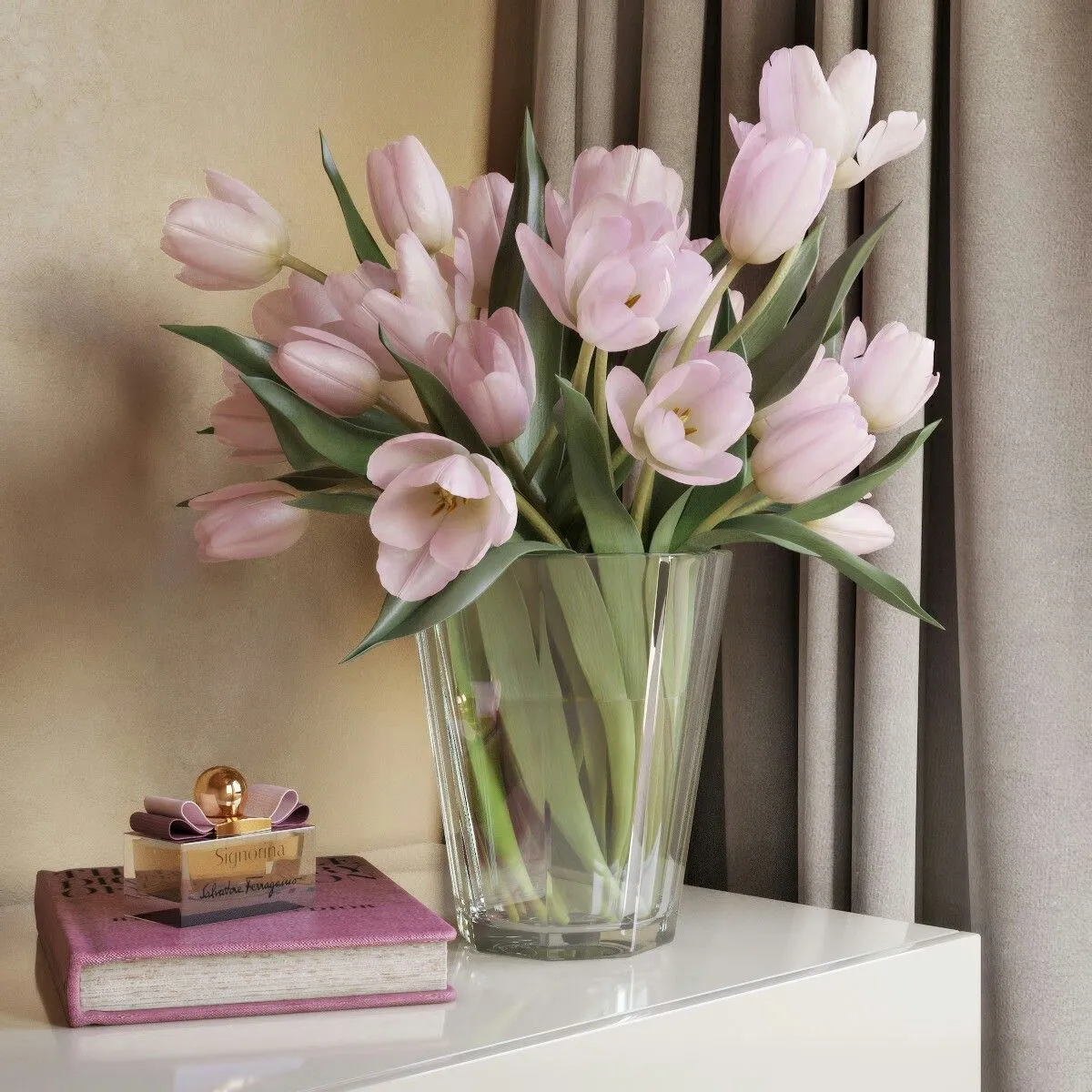decoration – Bouquet of tulips in a vase 3D Model