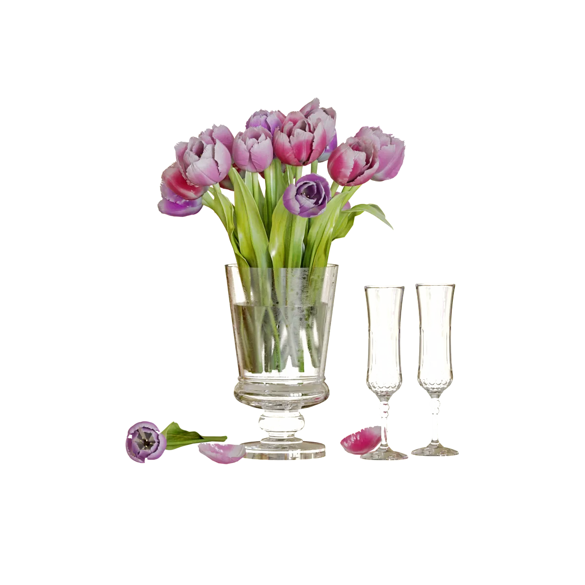 decoration – Bouquet of tulips in a vase 3D Model