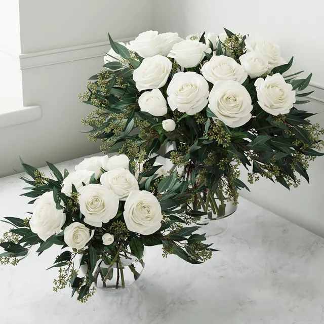decoration – Bouquet of white roses 8 3D Model