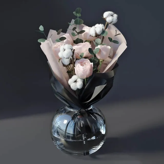 decoration – Bouquet with cotton 08 3D Model decoration – Bouquet with cotton 08 3D Model