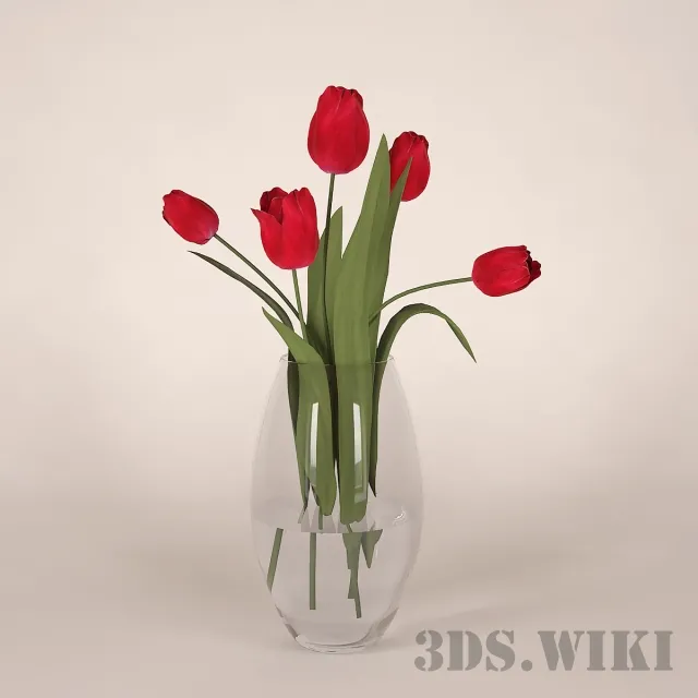 decoration – Bouquets of tulips in a glass vase 3D Model